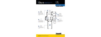 A floor plan for a 2 bedroom, 1 bathroom apartment designed by Rohit.