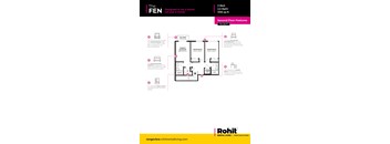 A floor plan for a rental property by Rohit shows a compact layout with a balcony, two bedrooms, a bathroom, and a kitchen.