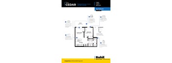 A floor plan for a rental home by Rohit shows a living room, two bedrooms, a bathroom, and a kitchen.