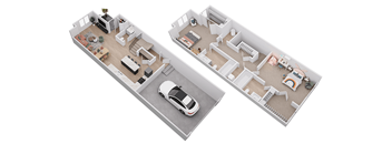 A white car is parked in a parking lot.