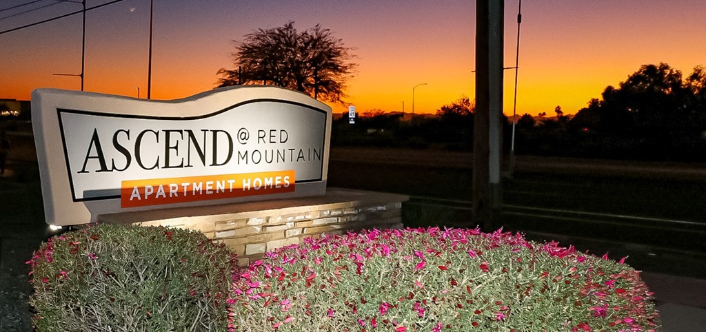 Sunset View by the marquee at Ascend at Red Mountain, AZ 85215