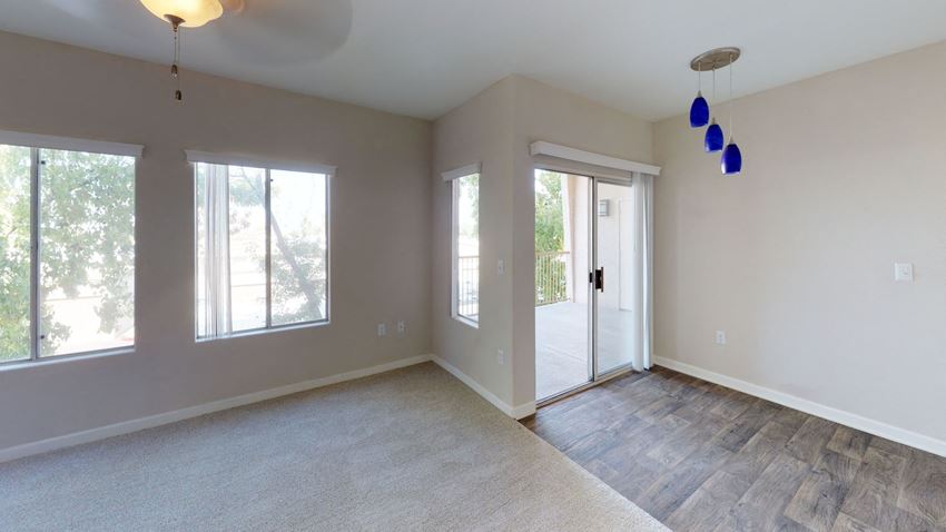 Living and Dining Room View Dining Room leading out to Private Patio