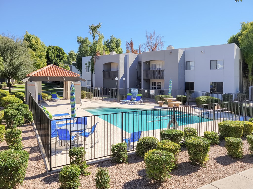 Large Pool with Cabana and Black Gate at Stonebridge, AZ 85032