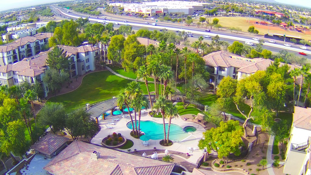 Drone Pool View at Sky at P83, Peoria, AZ, 85381
