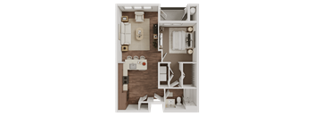 1 bed 1 bath floorplan with walk-in closet at The Mark at Midtown Apartments, Texas