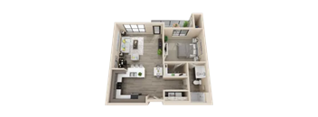 1Bedroom Floor Plan at V on Broadway Apartments, Tempe, Arizona