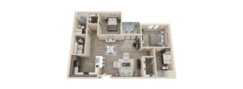 2Bed 2Bath Floor Plan at V on Broadway Apartments, Tempe