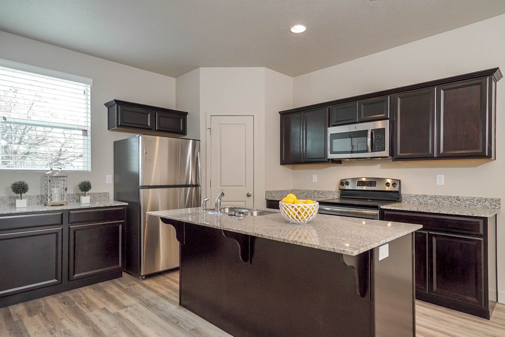 village at church and kitchen island