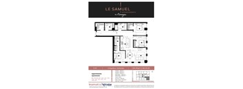 Apartment complex floor plan with 3 bedrooms and 2 bathrooms.