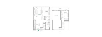 A floor plan of a two-story house with a terrace.at The Ace, Richmond