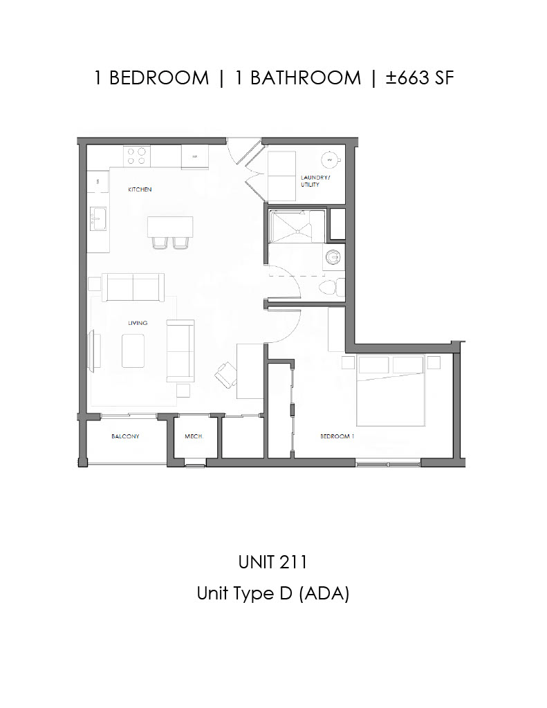 One Bedroom One Bath Large