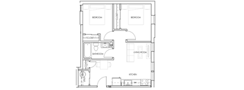 2 Bed 1 Bath Floorplan