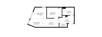 A black and white image of a floor plan for a house.