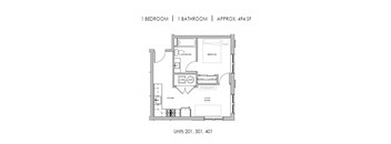 the floor plan of unit 1 bathroom 1 apt