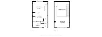 A floor plan for a one and two bedroom apartment.