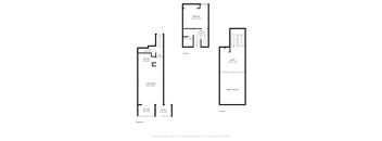 A black and white image of a floor plan for a two-story building.