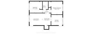 A black and white image of a floor plan for a house.