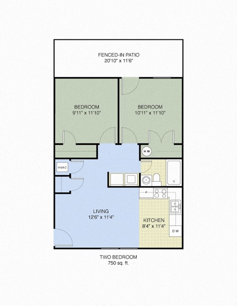 Brookfield floor plan 2BR