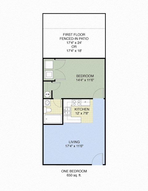 floor plan of the first floor of a 1 bedroom floor plan