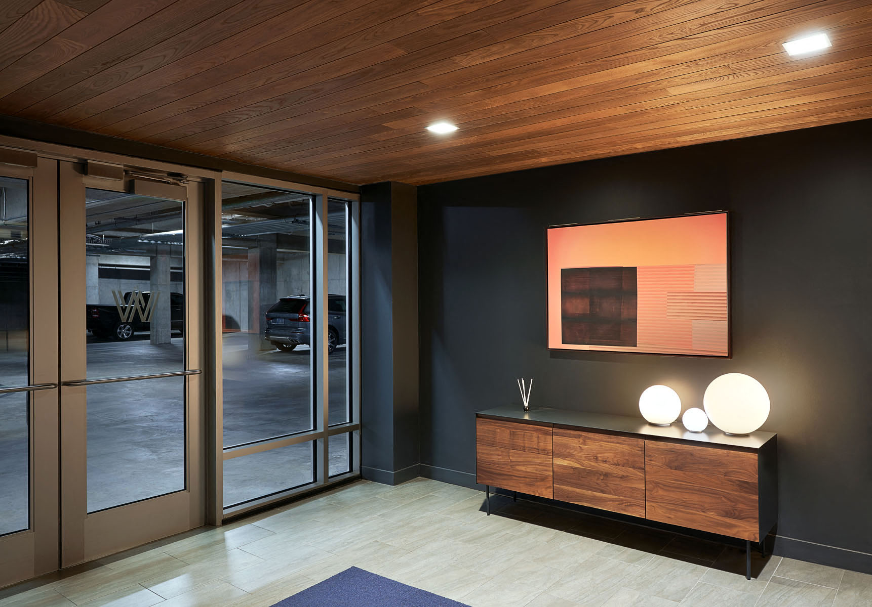 Secure Access Underground Parking Garage Lobby