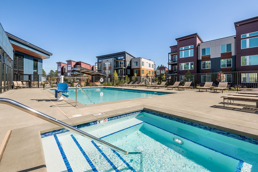 our apartments have a resort style pool and outdoor amenities
