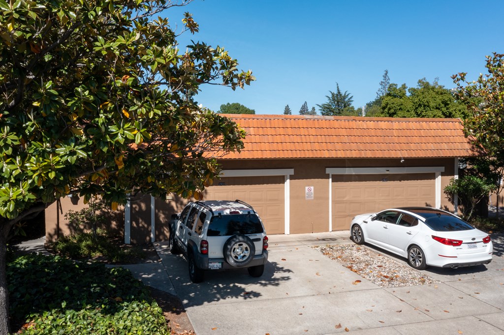cars in front of the 2-car garages at Oak Grove Terrace, 94518