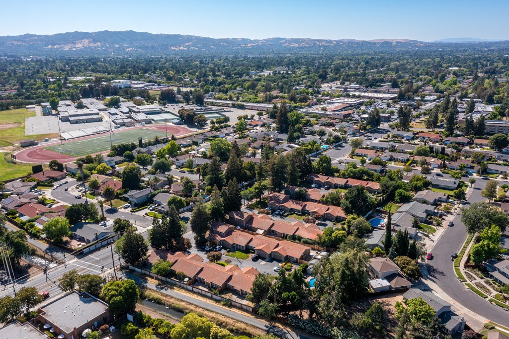 an aerial view of a suburban neighborhood Concord at Oak Grove Terrace, 94518, Oak Grove Rd, California