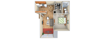 a bedroom floor plan is shown in this image at Sugar Tree Apartment Homes, Corpus Christi, Texas