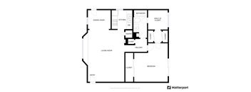 2-bed/1-bath floor plan