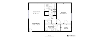 1-bed/1-bath floor plan