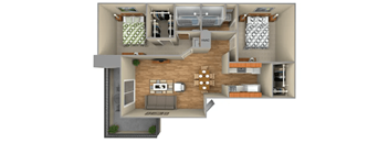 a floor plan of a two bedroom apartment with two bathrooms and two closets at Sugar Tree Apartment Homes, Corpus Christi, 78412