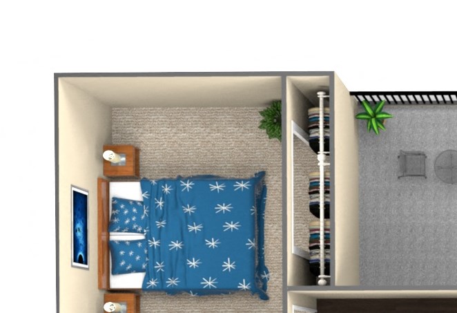 2-bed/1-bath 3D model