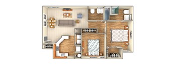 2 bed2 bath Floor Plan at Douglas Landing Apartment Homes, Austin, 78741