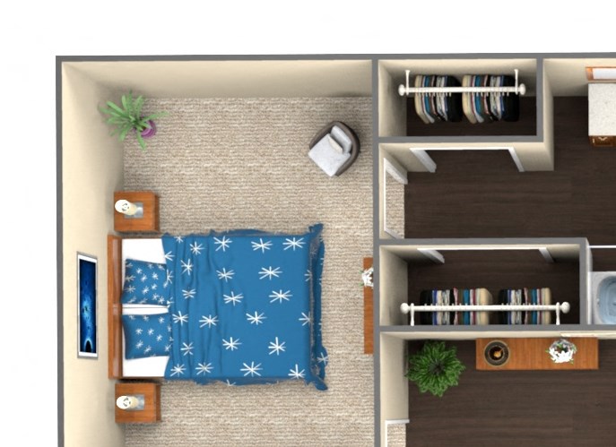 2-bed/2-bath 3D model