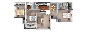 Three bed, two bath unit at Triangle Park Apartments, North Carolina