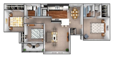 Three bed, two bath unit at Triangle Park Apartments, North Carolina