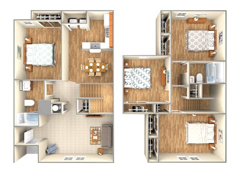 4 bed 2 bath Floor Plan at Douglas Landing Apartment Homes, Austin