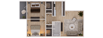 a floor plan of a living room with a bedroom and a bathroom