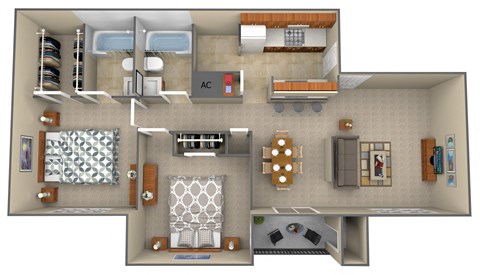 a floor plan of a two bedroom apartment at the crossings at white marsh apartments in white marsh