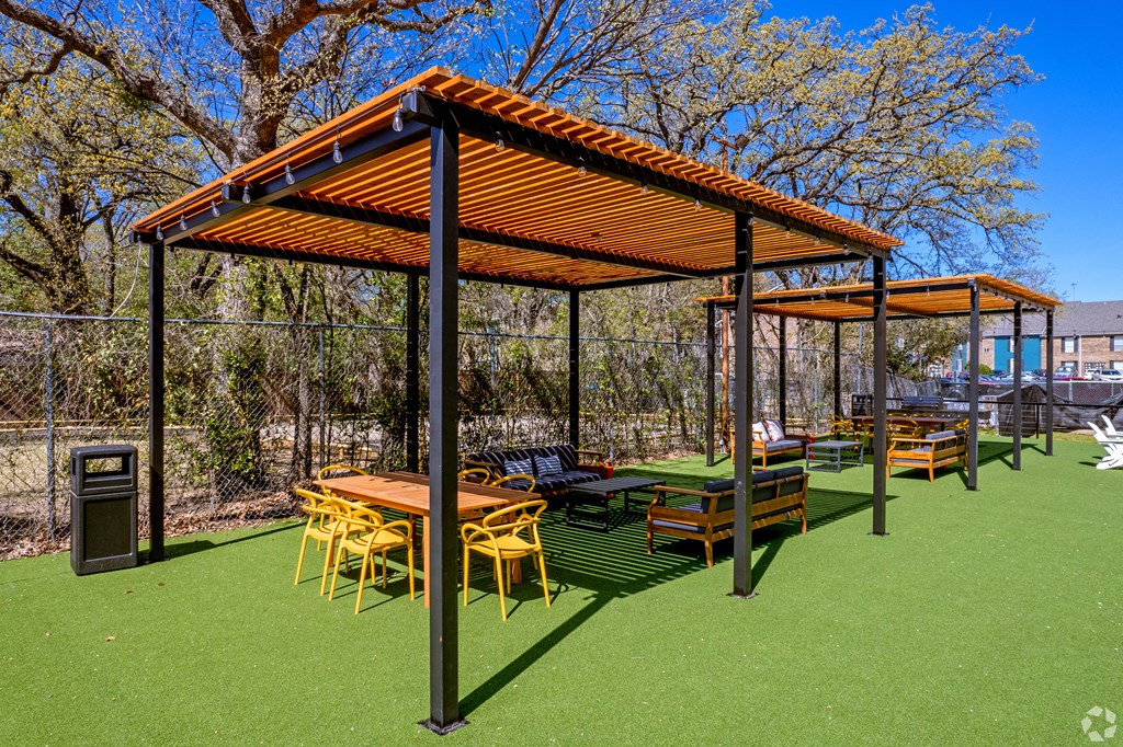 Outdoor seating area with pergola