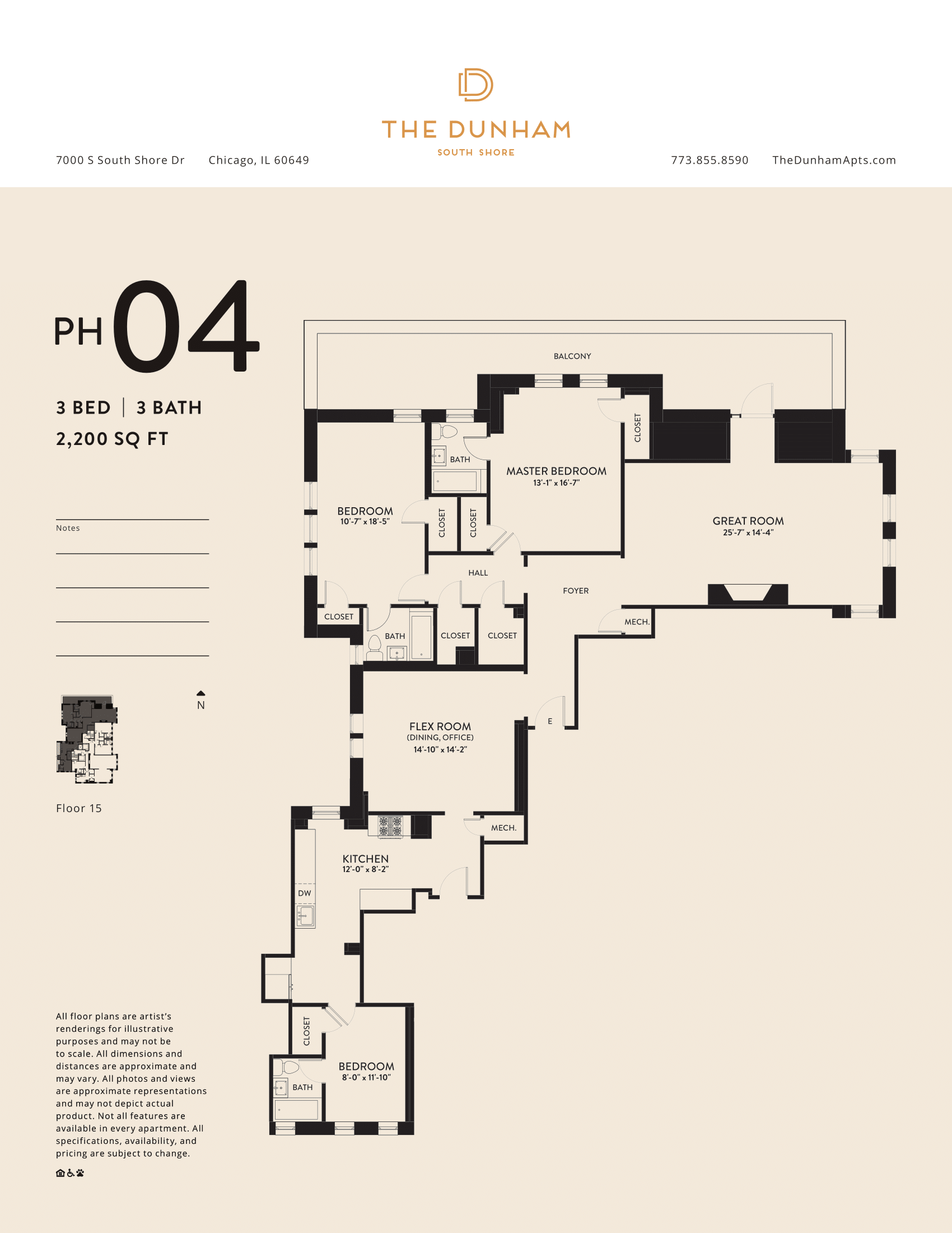 PH04 Floor Plan at The Dunham, Chicago, IL