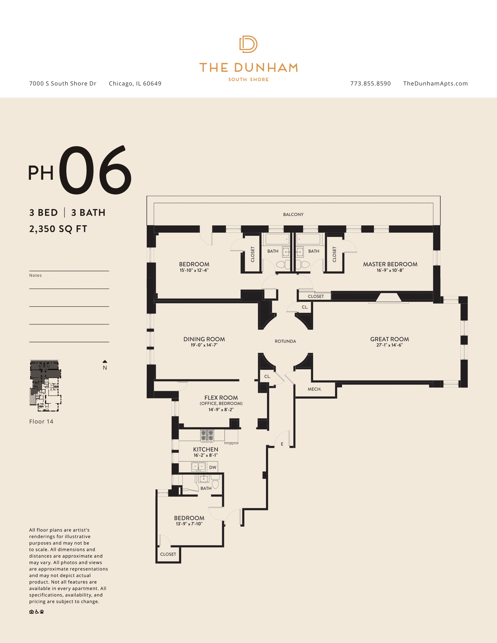 PH06 Floor Plan at The Dunham, Chicago, Illinois