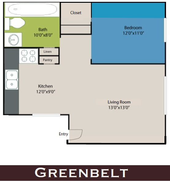 Greenbelt Floor Plan Greenbelt Floor Plan at Waters at Barton Creek Apartments, Texas, 78746