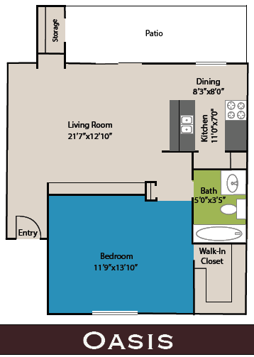 Oasis Floor Plan Oasis Floor Plan at Waters at Barton Creek Apartments, Austin, 78746