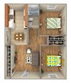 2-bed/1-bath 3D model