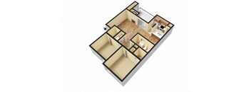 the illustration of a floor plan with a bedroom and a bathroom