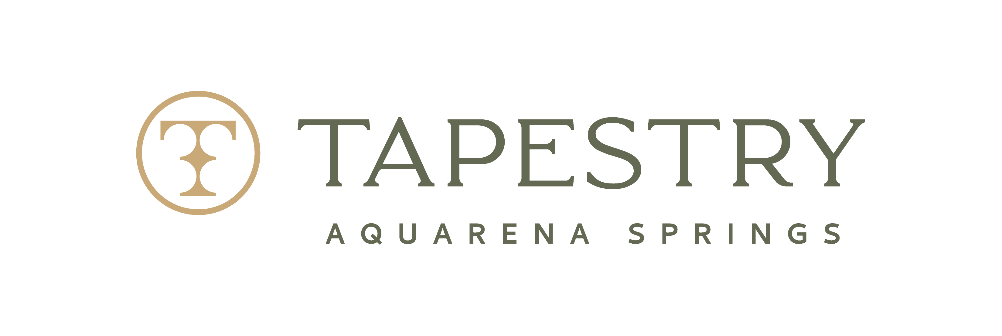A logo with the text "TAPESTRY" and "AQUARENA SPRINGS" is displayed on a green background.