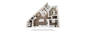1Bd 1Bth Floor Plan at Tapestry Centerpoint, San Marcos, Texas
