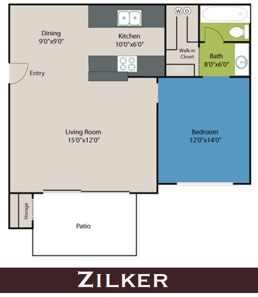 Zilker Floor Plan Zilker Floor Plan at Waters at Barton Creek Apartments, Austin