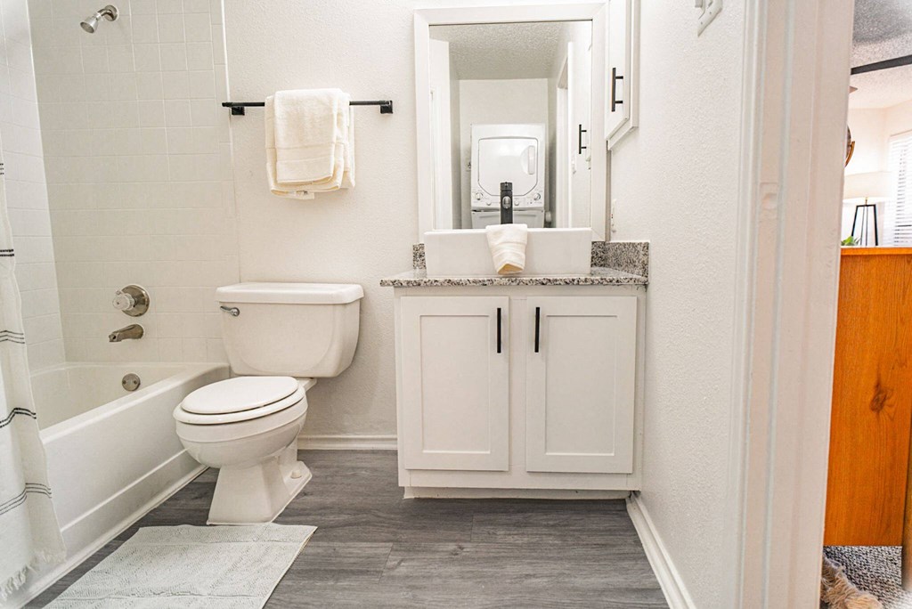a bathroom with a toilet and a sink and a bath tub